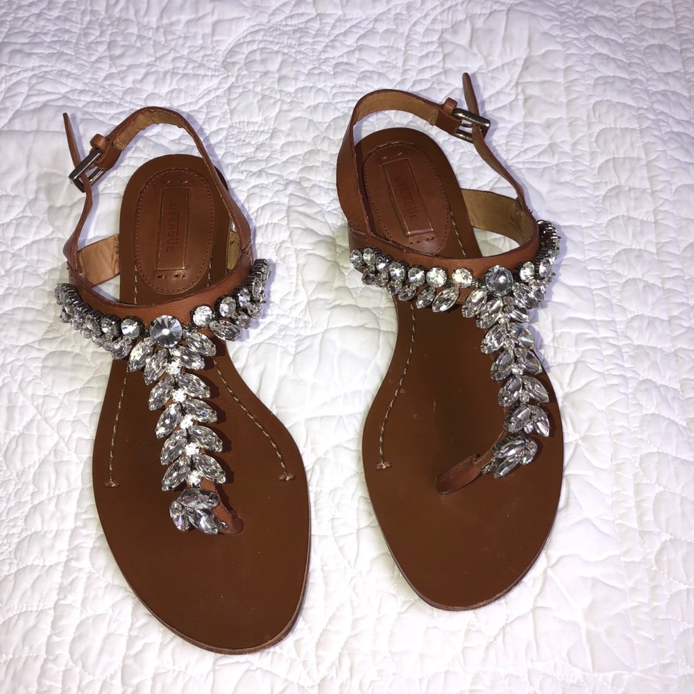 Uterque leather slide sandals